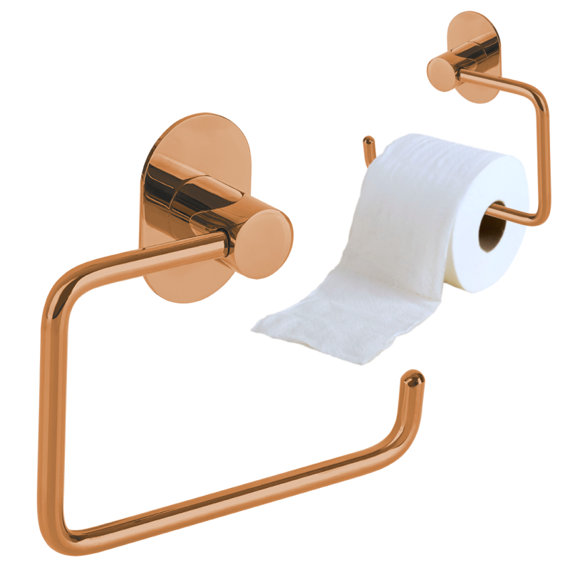 Elegancki uchwyt ścienny na papier toaletowy Różowe Złoto, montaż przykręcany lub bezinwazyjny