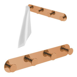 Elegancki wieszak na ręczniki Miri 4w1 z taśmą, różowe złoto, 256mm