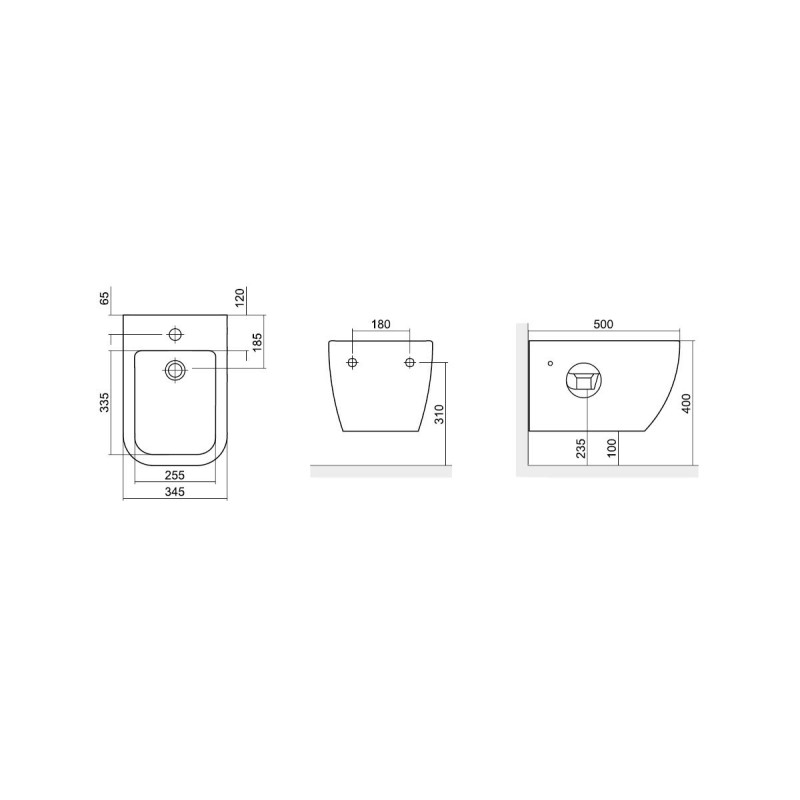 Ness bidet wiszący, biały połysk