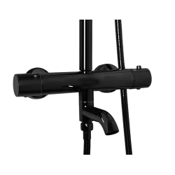 LUNGO BLACK METALIC - Stylowy Zestaw Natryskowo-Wannowy TERM regulujący temperaturę