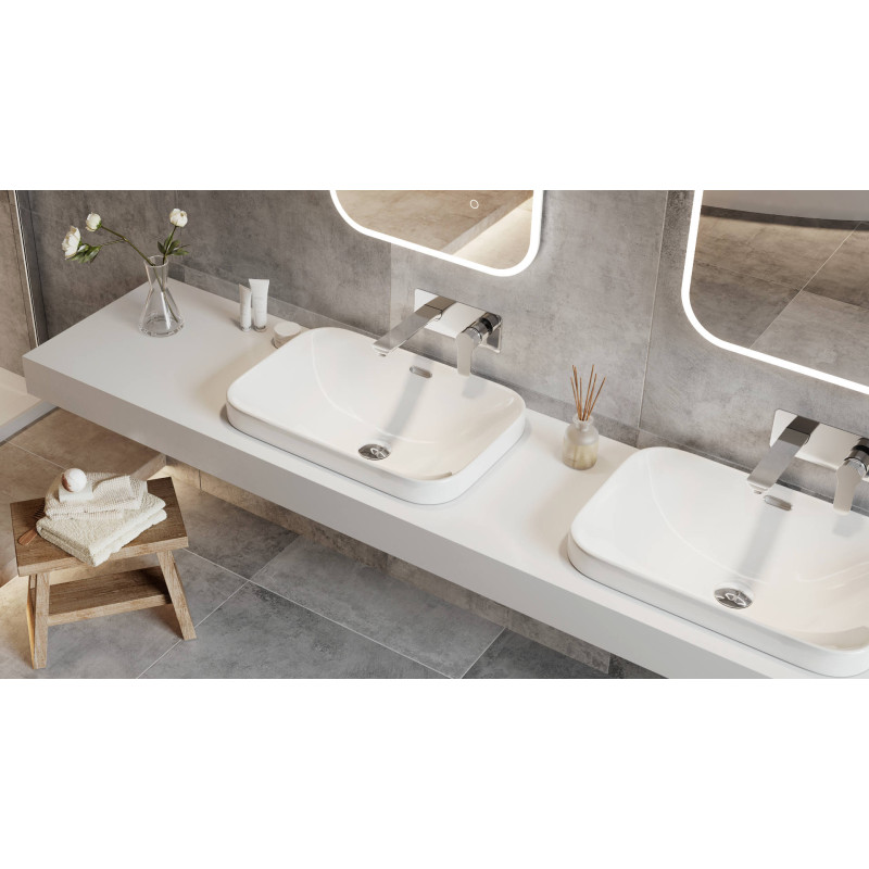 Hasko umywalka nablatowa/wpuszczana 57x39 cm prostokątna, biały połysk