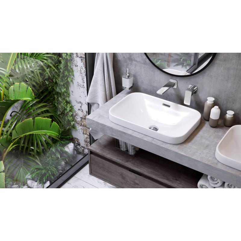 Hasko umywalka nablatowa/wpuszczana 57x39 cm prostokątna, biały połysk