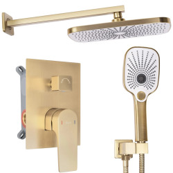 Luksusowy Zestaw Prysznicowy Moby w Złotym Szczotkowanym Wykończeniu + BOX