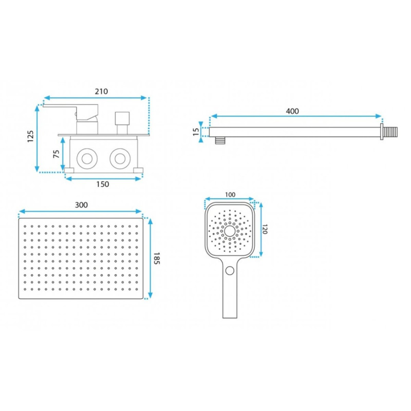 Nowoczesny Złoty Zestaw Natryskowy Moby z Boxem - Styl i Elegancja w Twojej Łazience