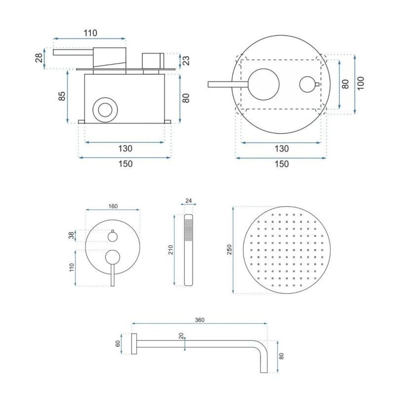 Elegancki Zestaw Prysznicowy LUNGO Czarny Metalik - Nowoczesny Design dla Twojej Łazienki