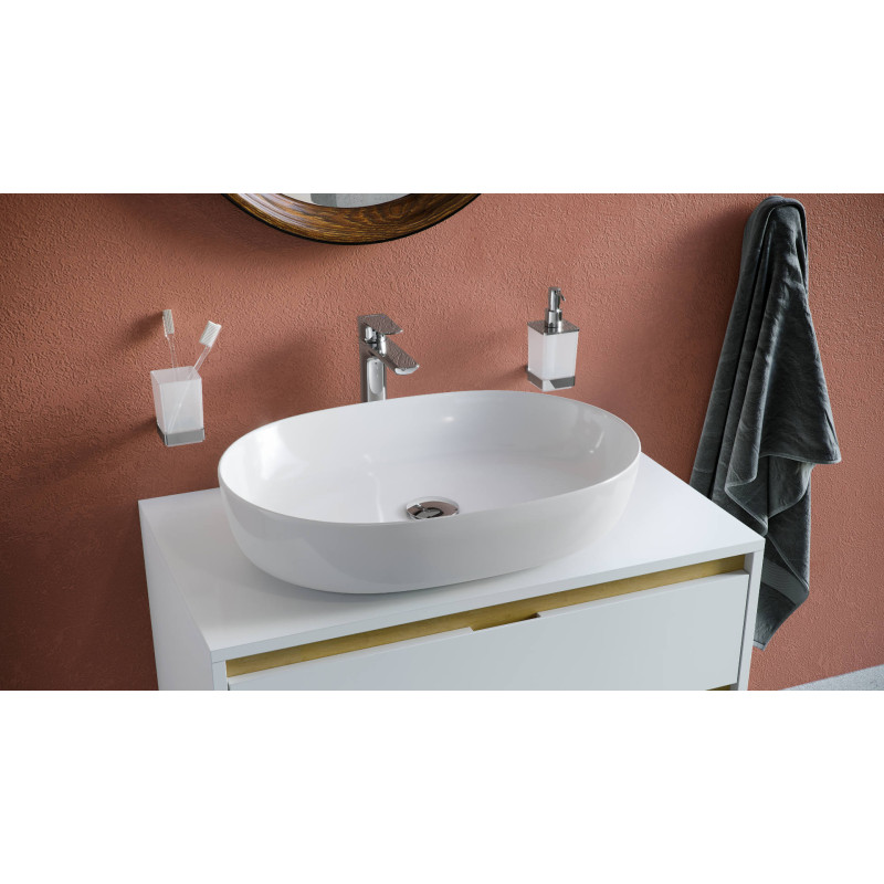 Jima umywalka nablatowa 61x41 cm owalna, biały połysk