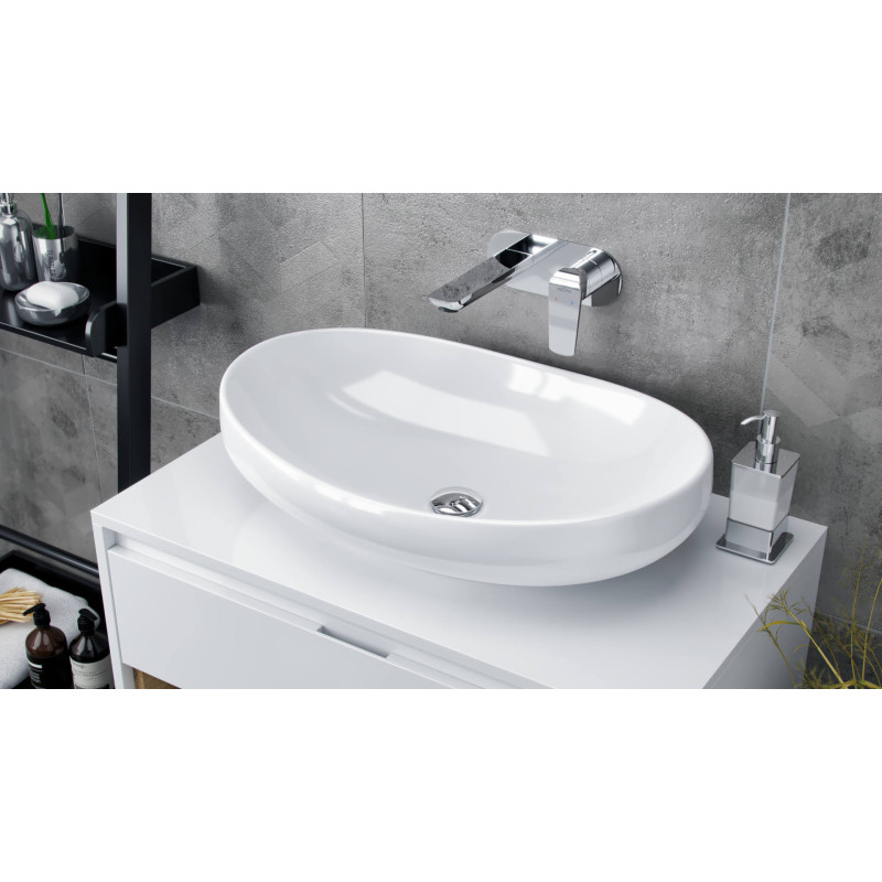 Filina 2.0 umywalka nablatowa 63x42 cm owalna, biały połysk