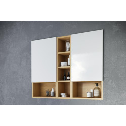 Tuto szafka wisząca wnękowa z frontem lewa 40x80 cm, dąb/biały połysk