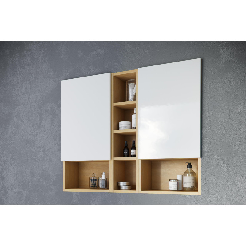 Tuto szafka wisząca wnękowa z frontem lewa 40x80 cm, dąb/biały połysk