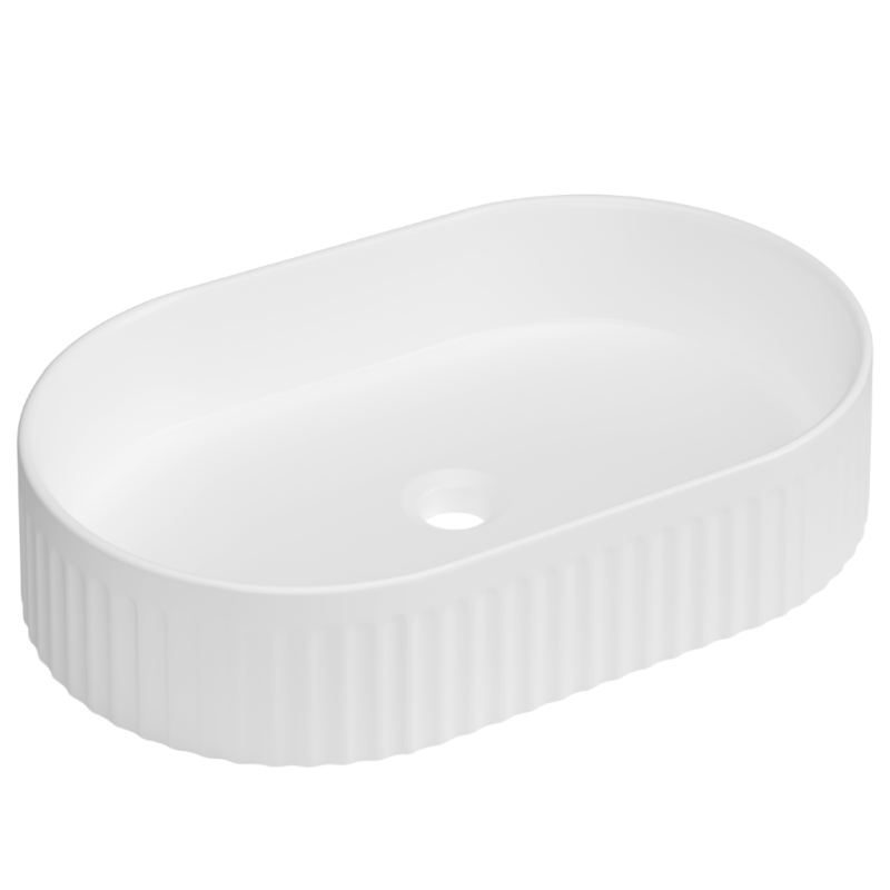 Stylowa Umywalka Nablatowa Owalna Invena Glamour 50cm - Błyszcząca Biel!