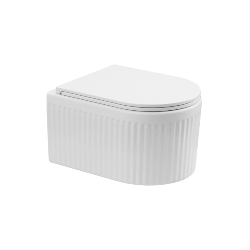 Stylowa Podwieszana Miska WC INVENA GLAMOUR z Wolnoopadającą Deską, Biała, Bezrantowa