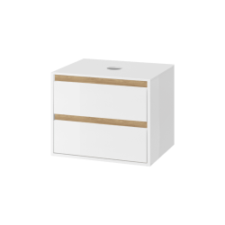 Tuto szafka wisząca 60 cm, podumywalkowa z blatem, 2 szuflady, biały połysk/dąb