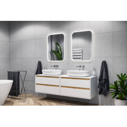 Tuto szafka wisząca 60 cm, podumywalkowa z blatem, 2 szuflady, biały połysk/dąb