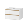 Tuto szafka wisząca 80 cm, podumywalkowa z blatem, 2 szuflady, biały połysk/dąb