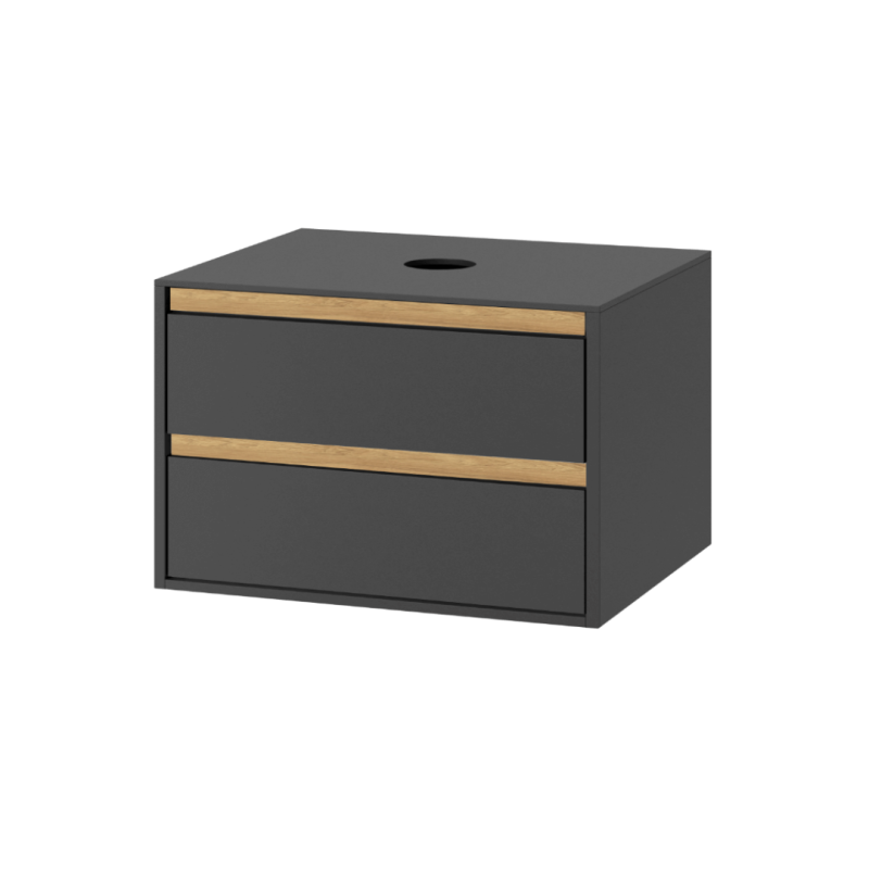 Tuto szafka wisząca 80 cm podumywalkowa z blatem, 2 szuflady, szary/dąb