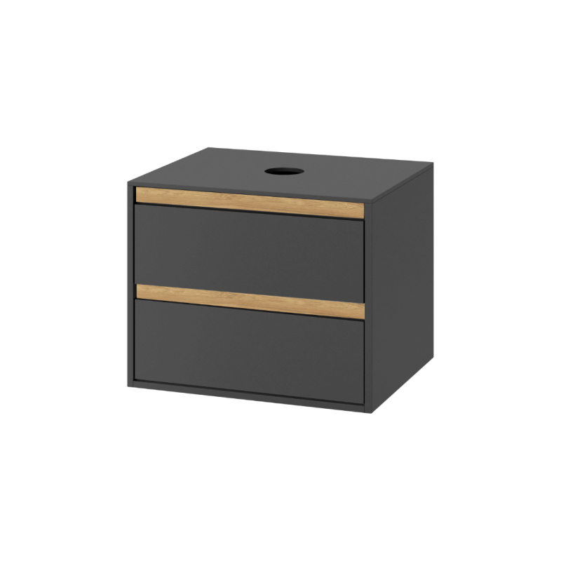 Tuto szafka wisząca 60 cm podumywalkowa  z blatem, 2 szuflady, szary/dąb