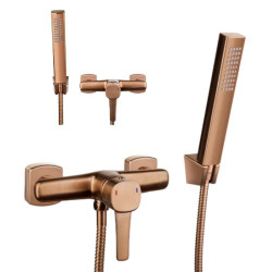 Zestaw Prysznicowy INVENA GLAMOUR Miedziany - Luksusowa Bateria Naścienna