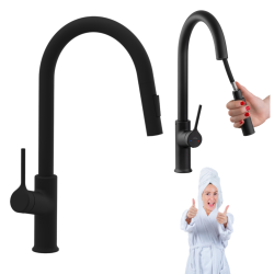 Elegancka Bateria Kuchenna FARSALA z Wyciąganą Wylewką - Czarna Perła