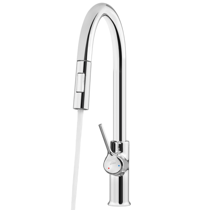 Funkcjonalna Bateria kuchenna FARSALA z wyciąganą wylewką, chromowany design!