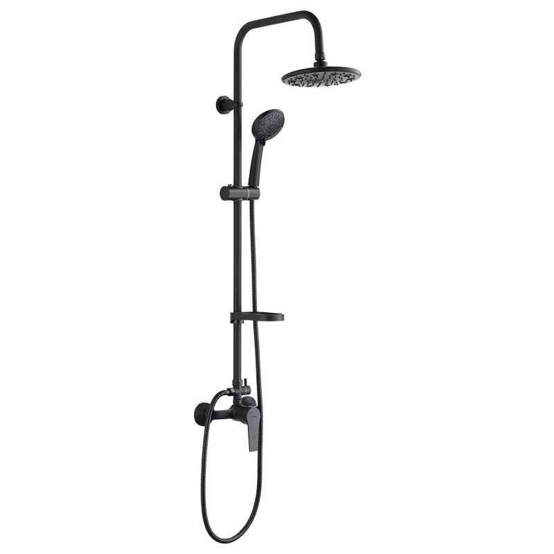 Czarna Deszczownia Enna z Baterią - Luksusowy Zestaw Prysznicowy z Hydromasażem