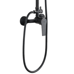 Czarna Deszczownia Enna z Baterią - Luksusowy Zestaw Prysznicowy z Hydromasażem