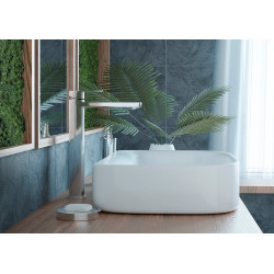 Elegancka bateria umywalkowa Calla - chromowana, jednouchwytowa z korkiem klik-klak