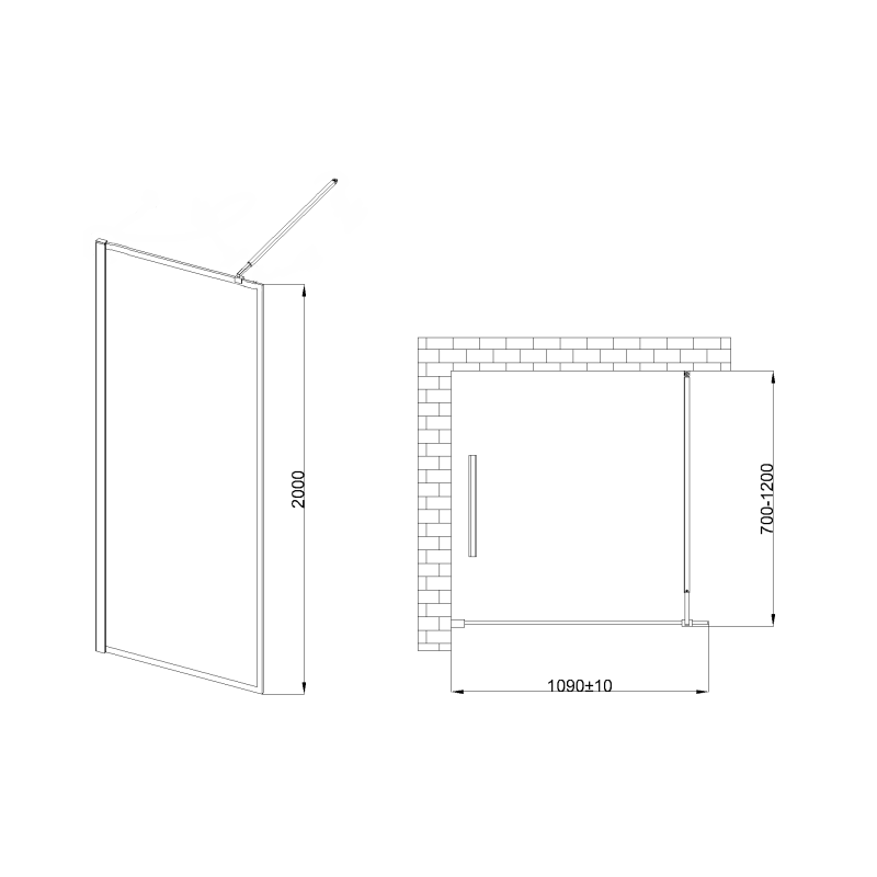 Elegancka Ścianka Prysznicowa Invena 110x200 cm, Czarna Rama, Szkło Hartowane 8mm