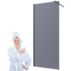 Invena Elegancka Ścianka Prysznicowa Walk-In 80x200, Grafitowe Szkło, Czarny Profil
