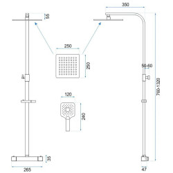 Czarny Zestaw Natryskowy JET BLACK MAT z Termostatem, Rea REA-P9411