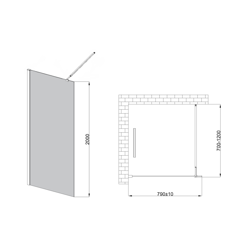 Invena Elegancka Ścianka Prysznicowa Walk-In 80x200, Grafitowe Szkło, Czarny Profil