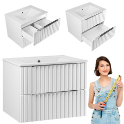 Elegancki zestaw: szafka z umywalką Astor 60cm, biały/chrom, nowoczesny design