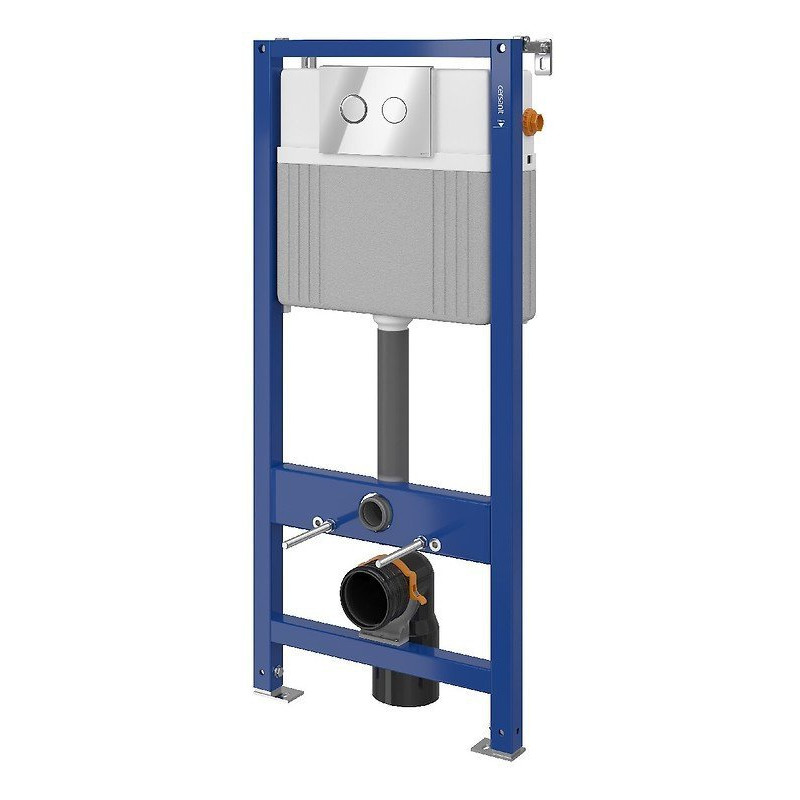 Cersanit Aqua Set B80 z połyskiem - nowoczesny stelaż z chromowanym przyciskiem Accento Circle