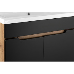 Luksusowy Zestaw Astor Alma: Szafka i Umywalka 80 cm, Czarny Wotan, Eleganckie Drzwiczki