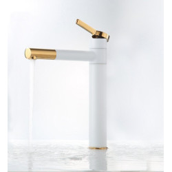 Ekskluzywna bateria umywalkowa SMART biało-złota wysoka REA-B8400