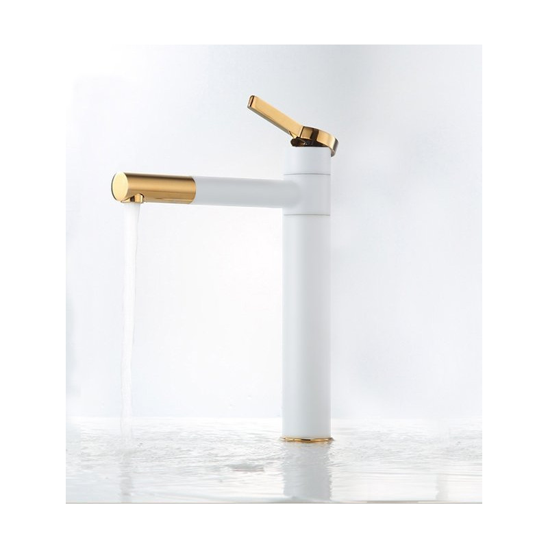 Ekskluzywna bateria umywalkowa SMART biało-złota wysoka REA-B8400