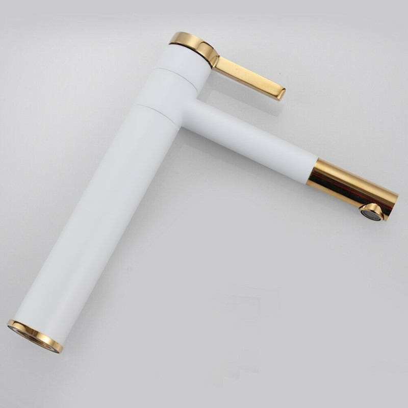 Ekskluzywna bateria umywalkowa SMART biało-złota wysoka REA-B8400