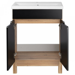 Elegancka szafka z umywalką Astor Alma 60 cm - Czarny Wotan, stylowe drzwiczki