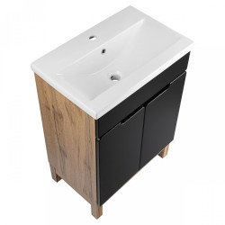 Elegancka szafka z umywalką Astor Alma 60 cm - Czarny Wotan, stylowe drzwiczki