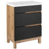 Elegancka Szafka z Umywalką Astor Alma 60 cm - Czarny Wotan + Szuflady