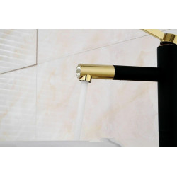 Luksusowa Bateria Umywalkowa Wysoka SMART Czarny Złoty REA Elegance