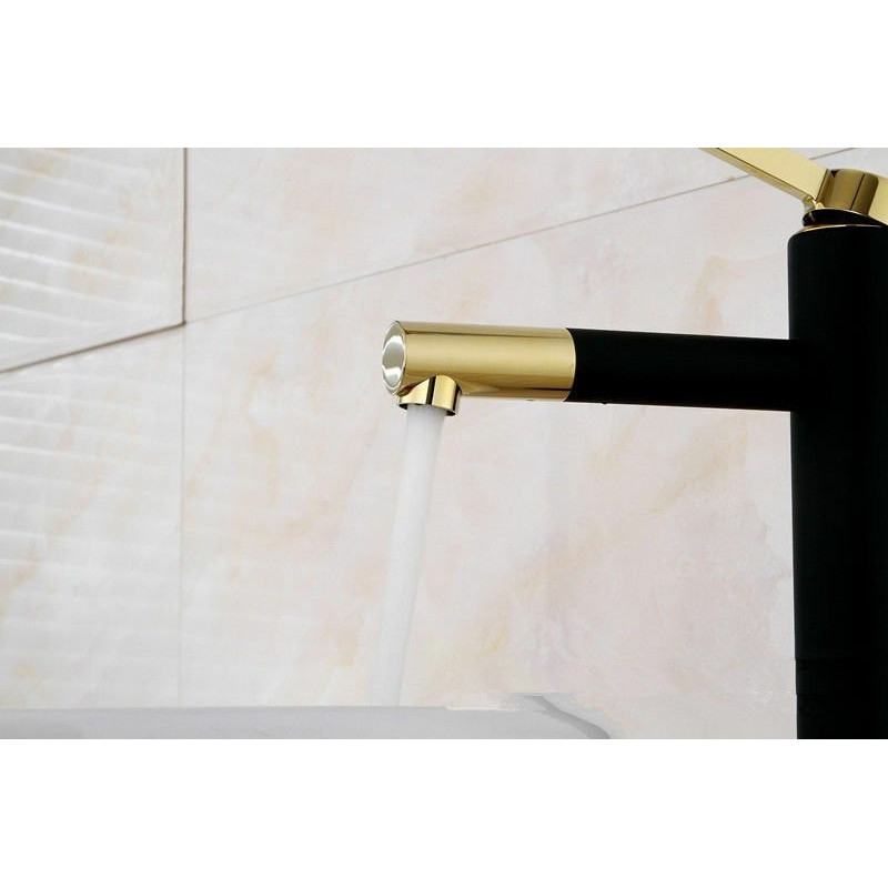 Luksusowa Bateria Umywalkowa Wysoka SMART Czarny Złoty REA Elegance