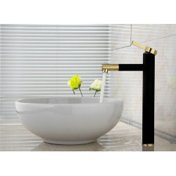 Luksusowa Bateria Umywalkowa Wysoka SMART Czarny Złoty REA Elegance