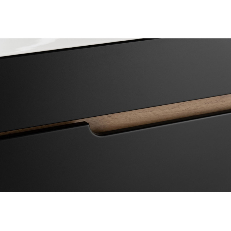 Elegancki Zestaw Astor Alma: Szafka z Umywalką 80 cm, Czarny Wotan, 2 Szuflady