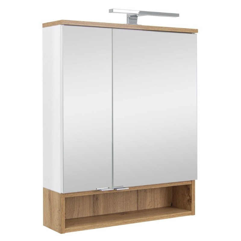 Lustrzana Szafka Astor Nelle 60 cm, LED & Gniazdko, Stylowa Elegancja w Bieli