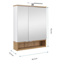 Lustrzana Szafka Astor Nelle 60 cm, LED & Gniazdko, Stylowa Elegancja w Bieli