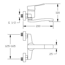 Kuchinox Madera bateria umywalkowa ścienna chrom