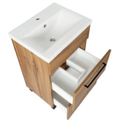 Nowoczesny zestaw: szafka z umywalką 50 cm, szuflady czarne, uchwyty Astor SOL WOTAN