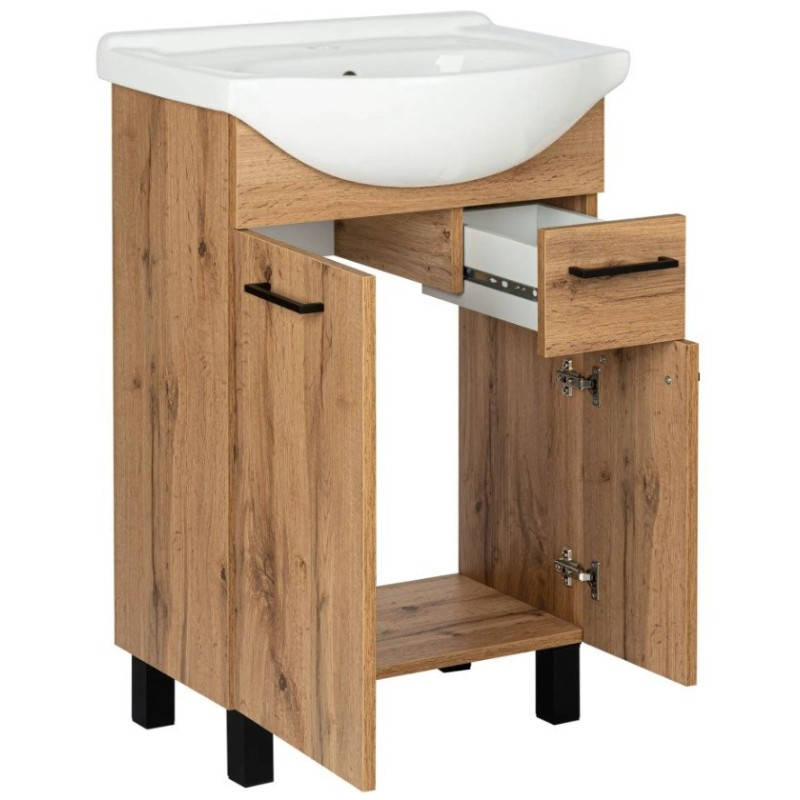 Stylowy Zestaw Łazienkowy LUPO WOTAN 55 cm - Szafka z Umywalką i Szufladą