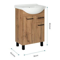 Stylowy Zestaw Łazienkowy LUPO WOTAN 55 cm - Szafka z Umywalką i Szufladą