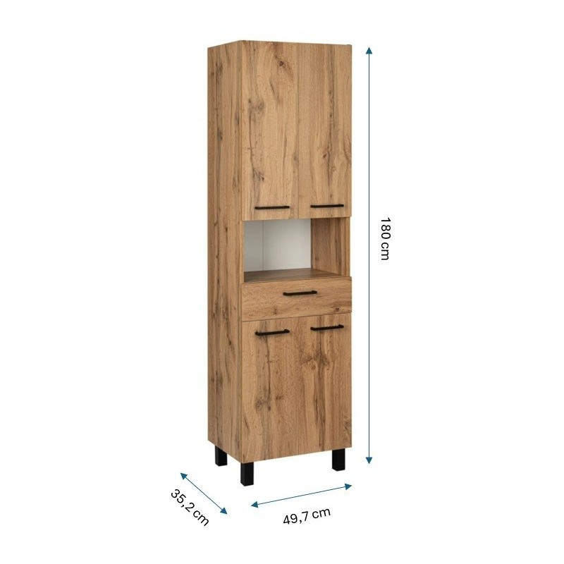 Luksusowy Słupek Łazienkowy ASTOR LUPO 50cm z Drzwiami, Szufladą i Półkami